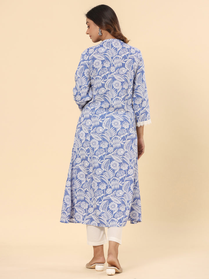 Powder Blue Printed Kurta