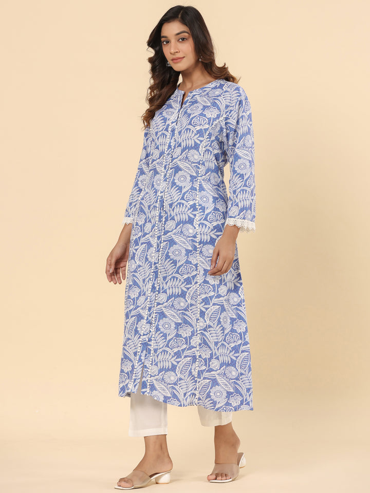 Powder Blue Printed Kurta