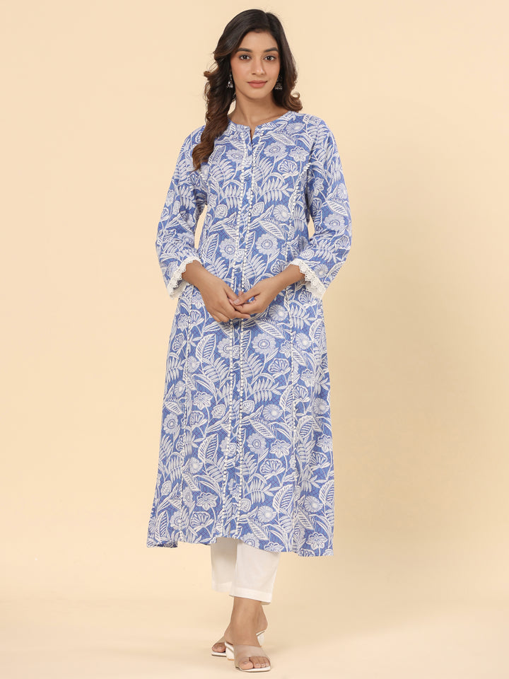 Powder Blue Printed Kurta
