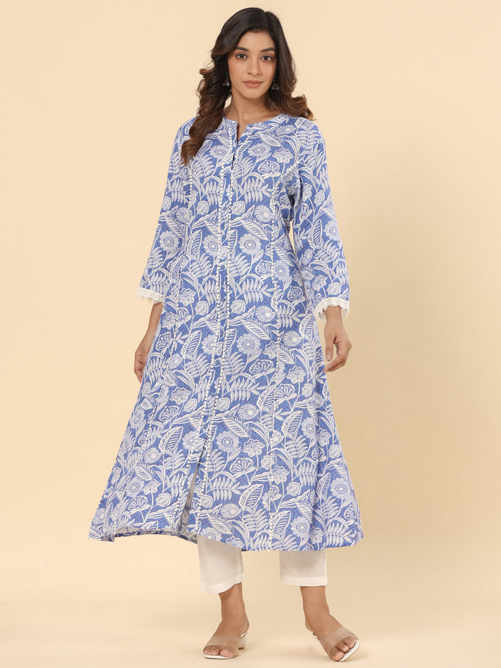 Powder Blue Printed Kurta