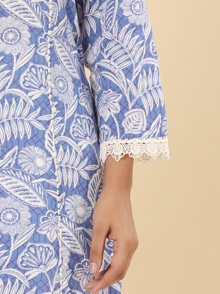 Powder Blue Printed Kurta