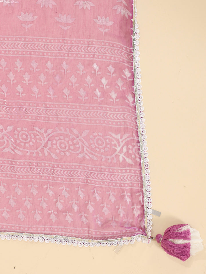 Lavender Heavy Embroidered Designer A-Line Kurta Pant Set With Dupatta