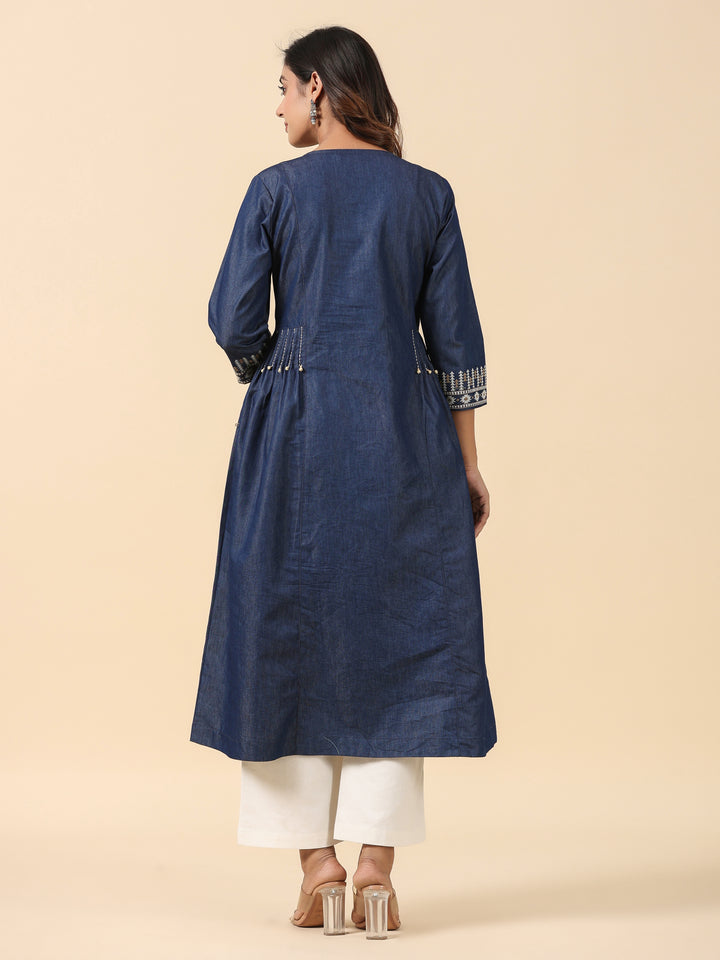 Dark Blue A-Line Designer Kurta