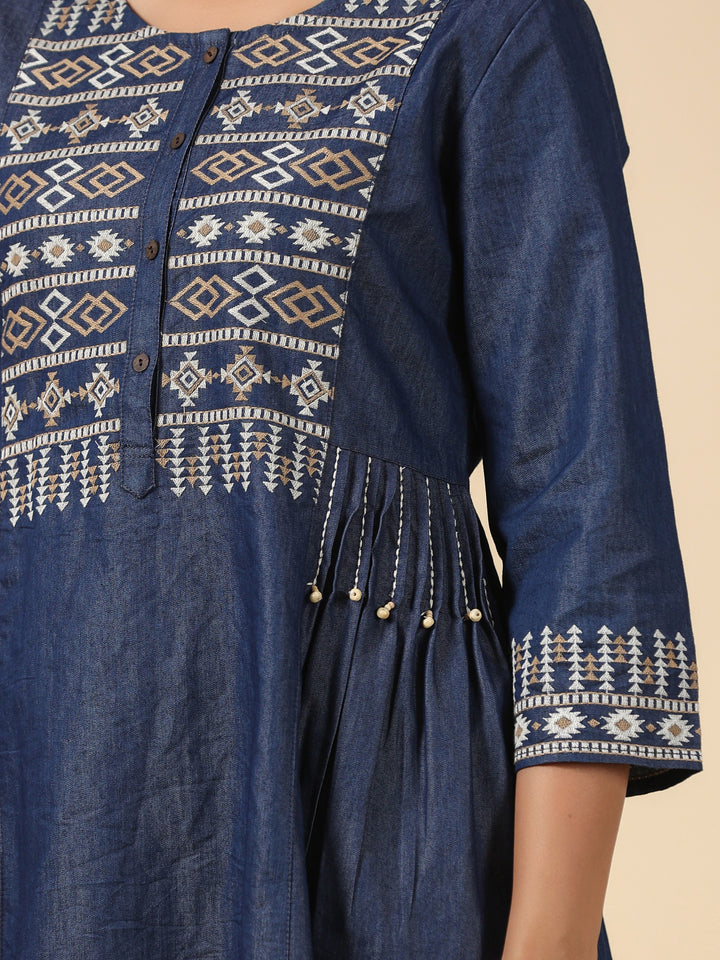 Dark Blue A-Line Designer Kurta