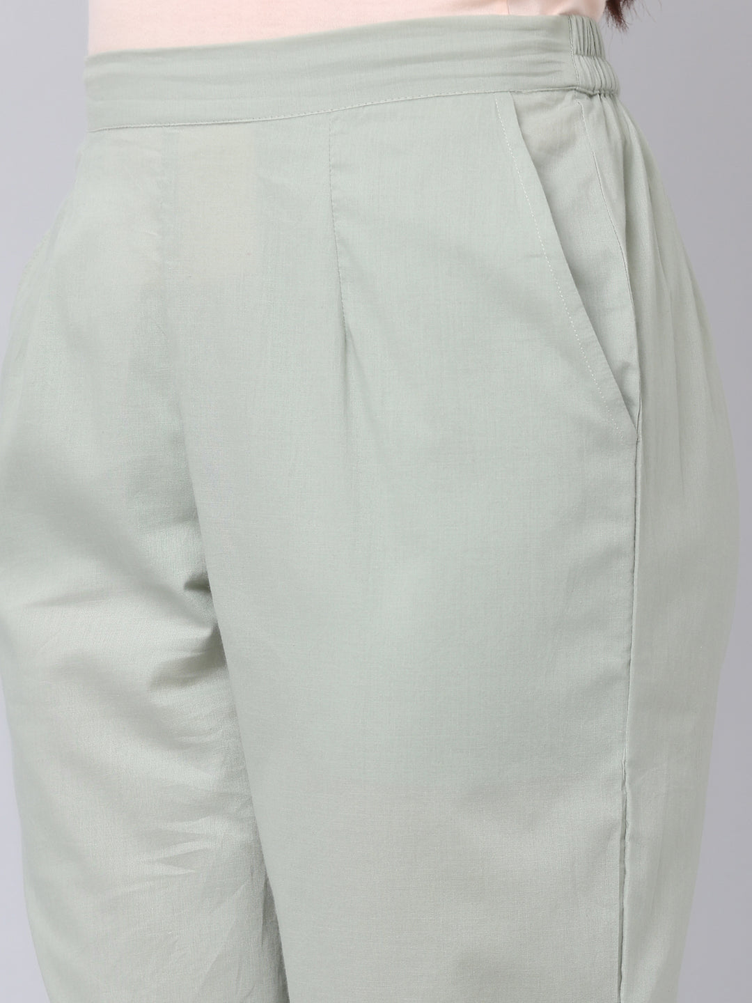 Cotton Green Printed Straight Kurta Pant Set With Dupatta