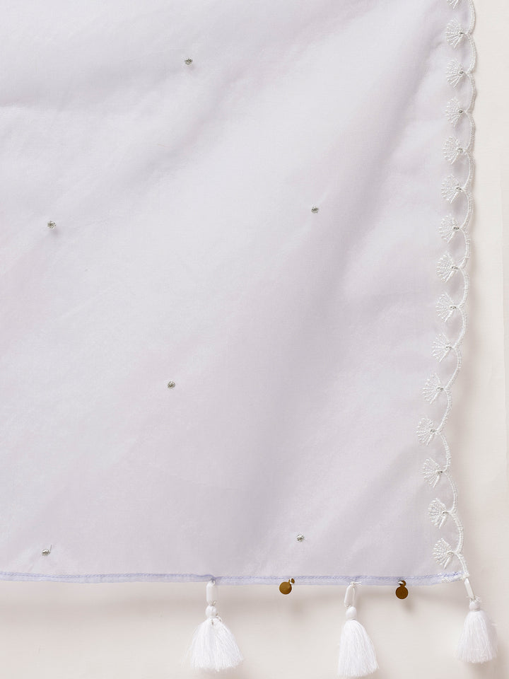Light Blue Embroidered Kurta Pant Set With Dupatta