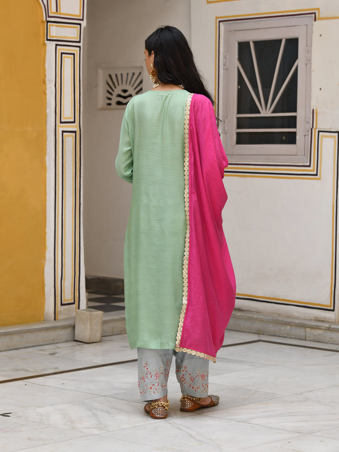 Light Green Embroidered Designer Salwar Suit Set