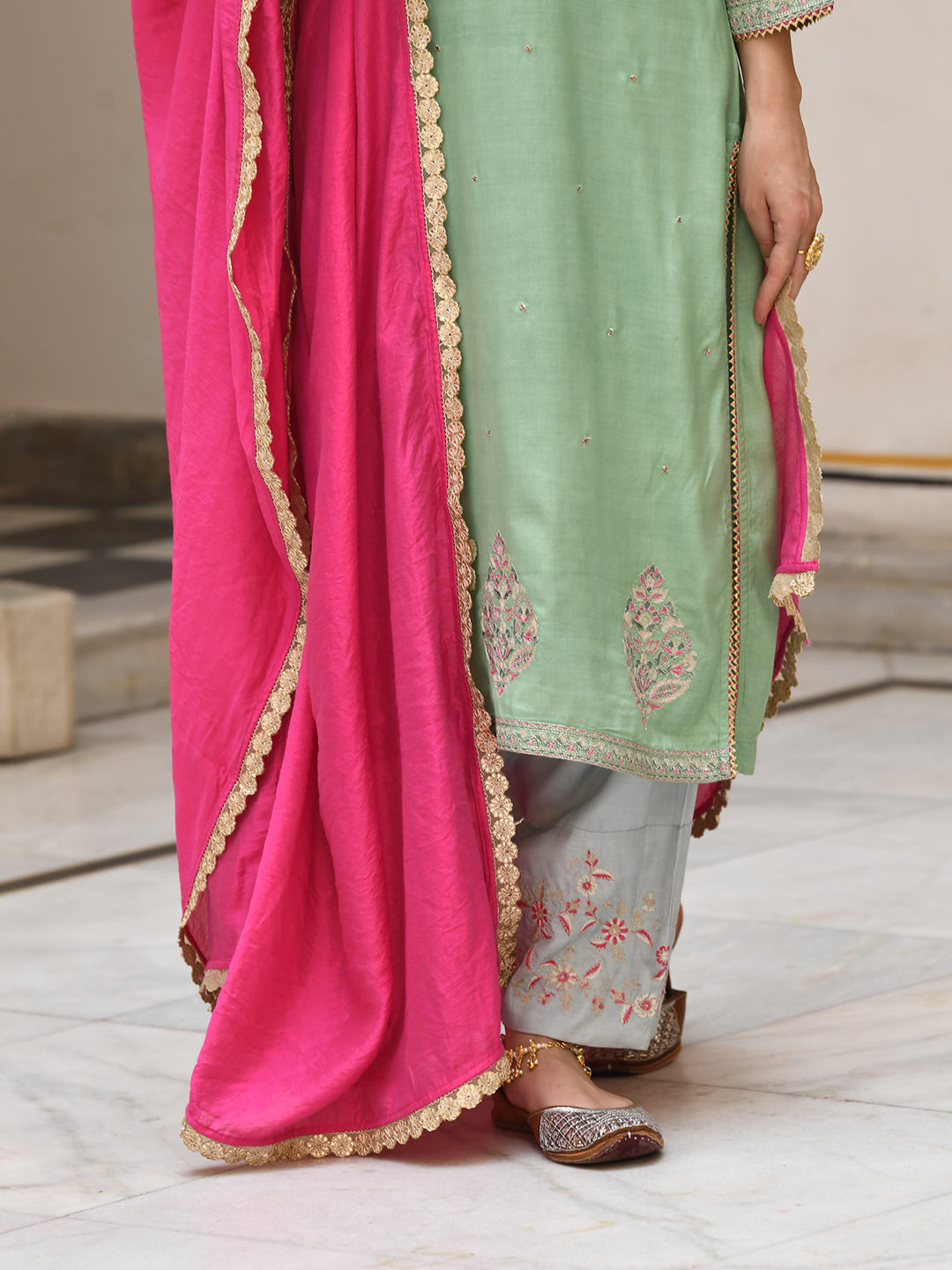 Light Green Embroidered Designer Salwar Suit Set