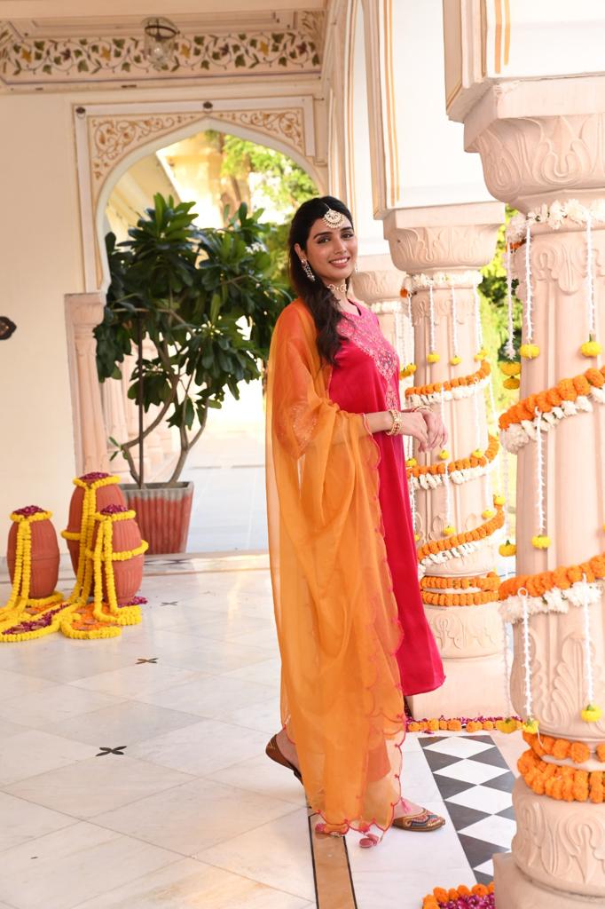 Pink Embroidered Velvet Designer Straight Kurta Pant Set With Dupatta