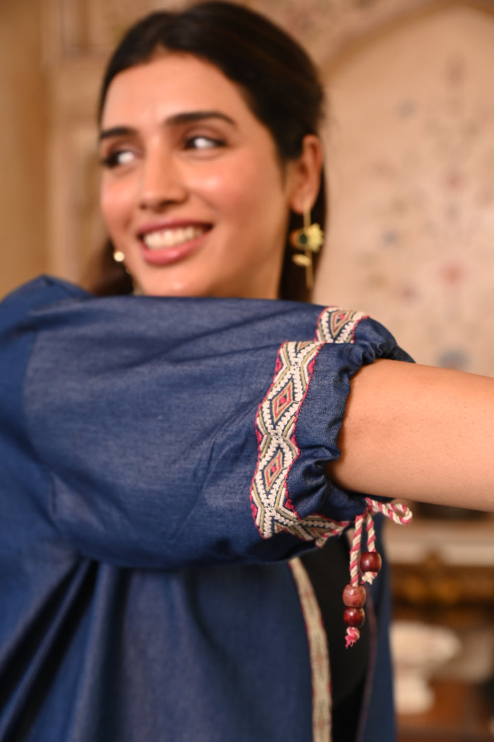 Long Denim Dark Blue Shrug or Jacket