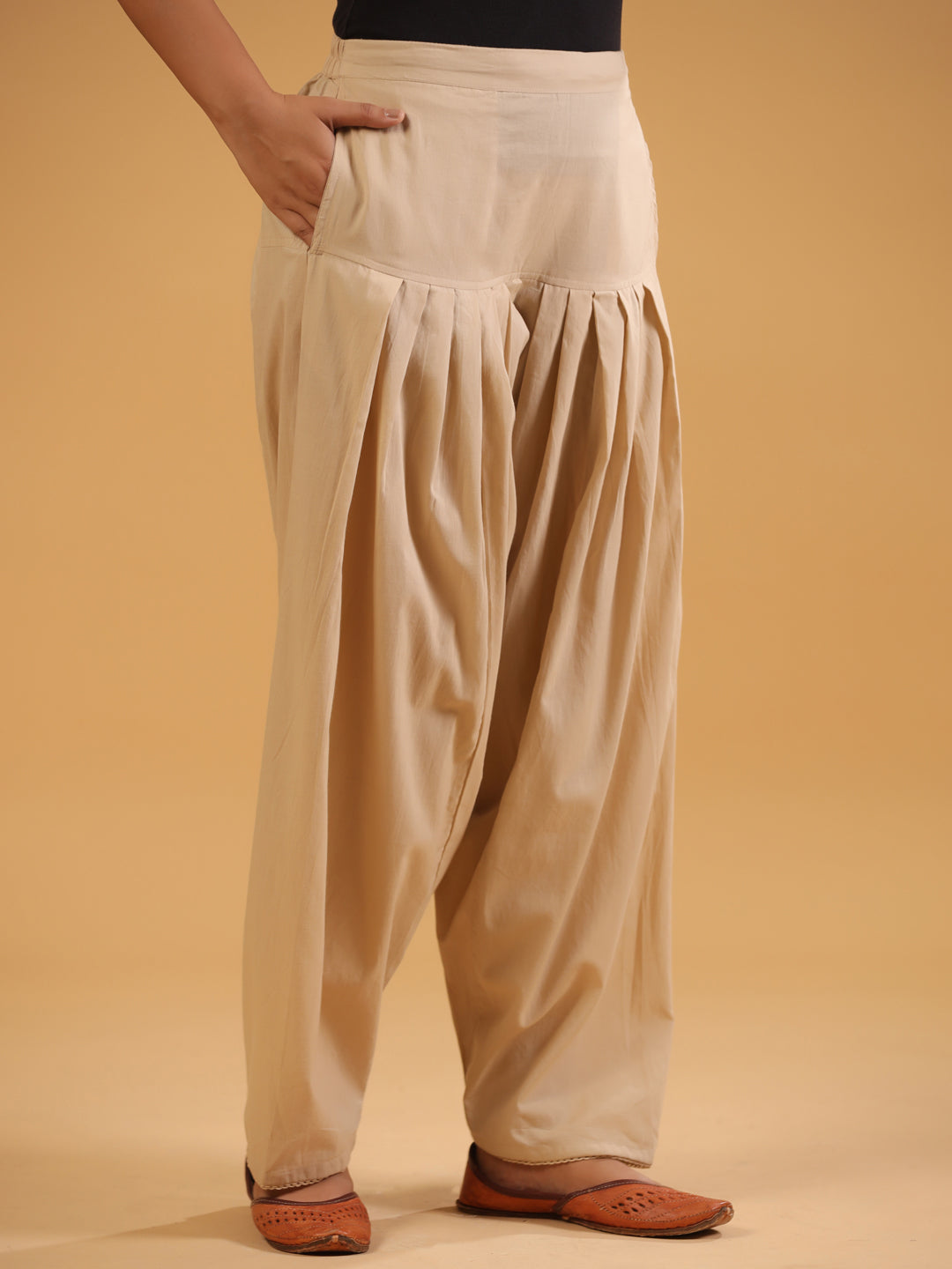 Beige Pure Cotton Salwar