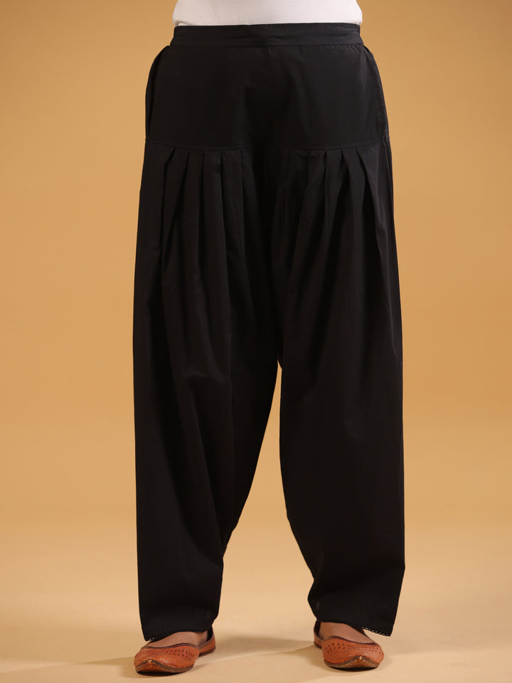 Black Pure Cotton Solid Salwar