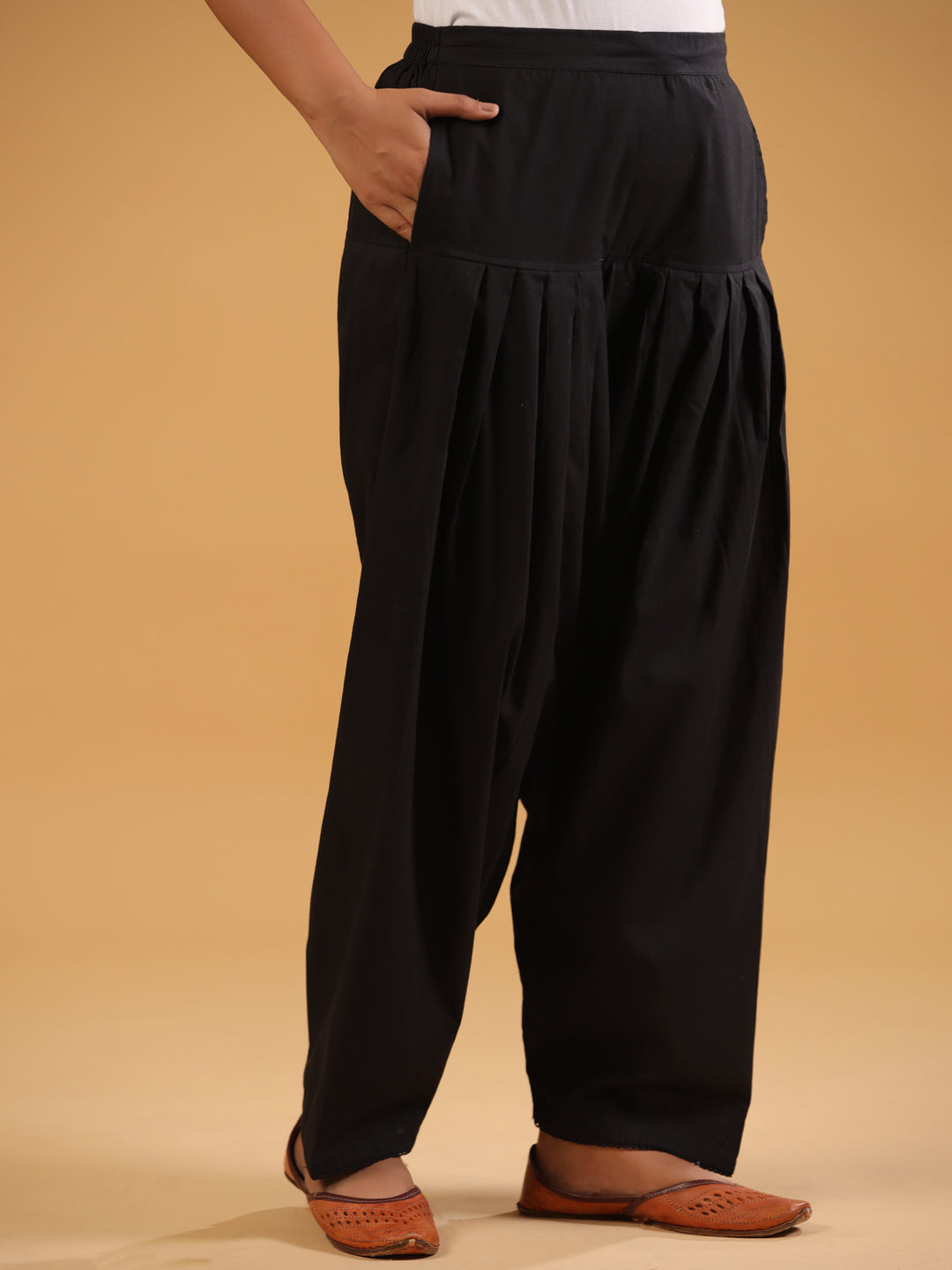 Black Pure Cotton Solid Salwar