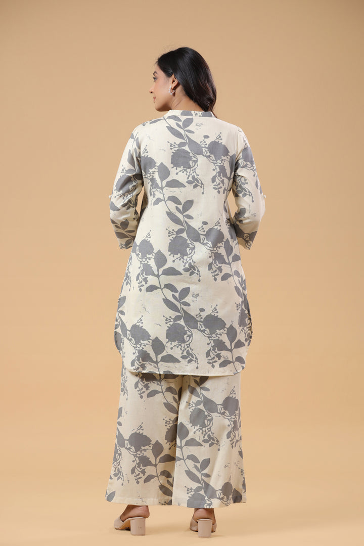Grey Cotton Printed Co-Ord Set