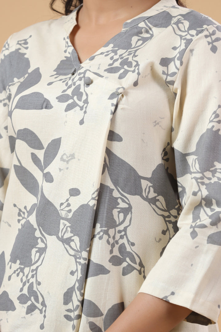 Grey Cotton Printed Co-Ord Set