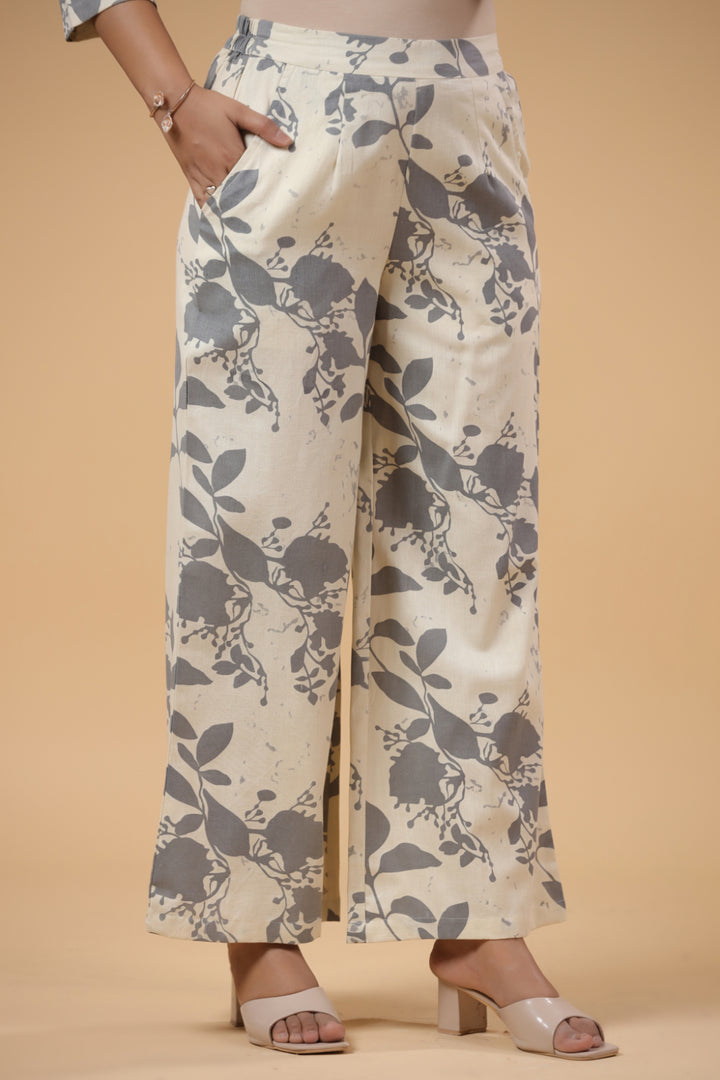 Grey Cotton Printed Co-Ord Set