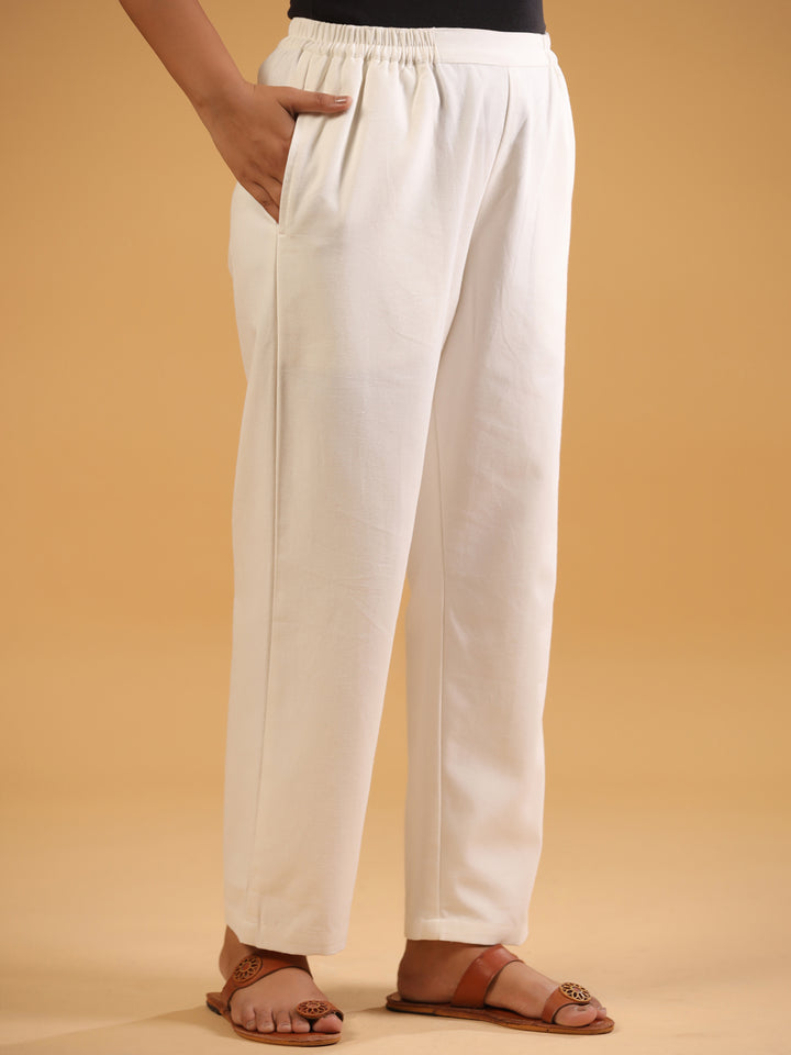 Cotton Solid Relaxed Fit Trouser
