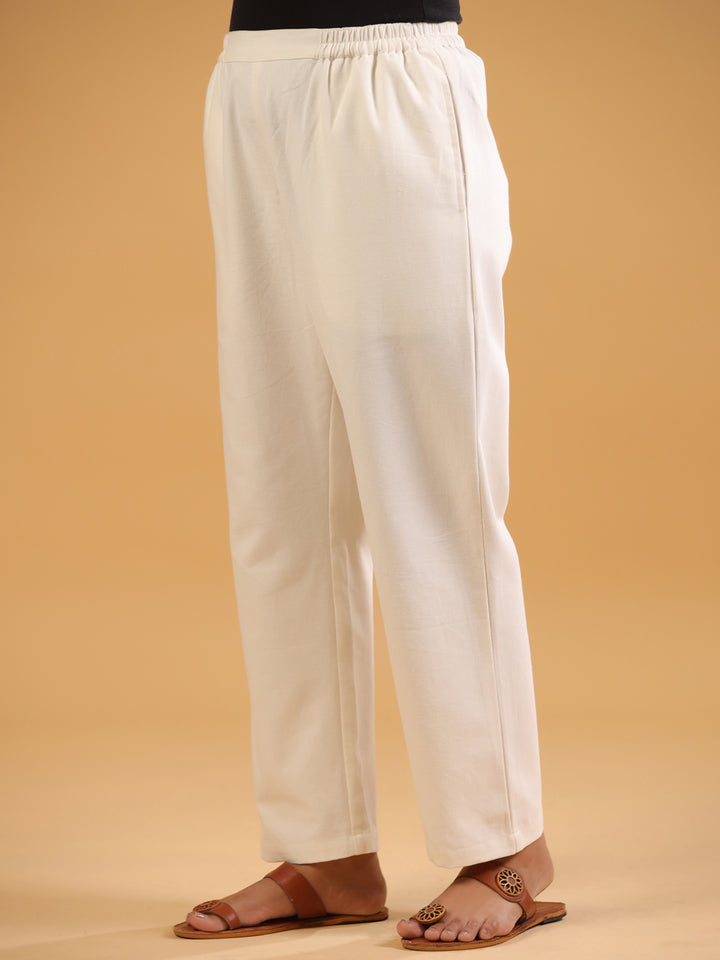 Cotton Solid Relaxed Fit Trouser