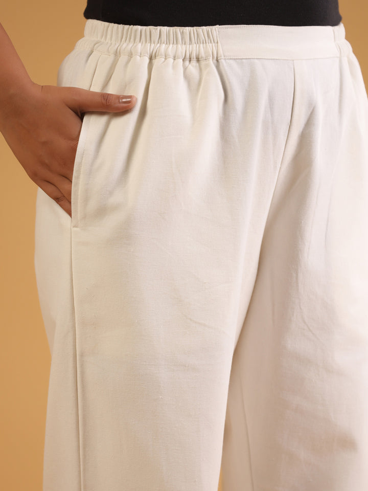 Cotton Solid Relaxed Fit Trouser
