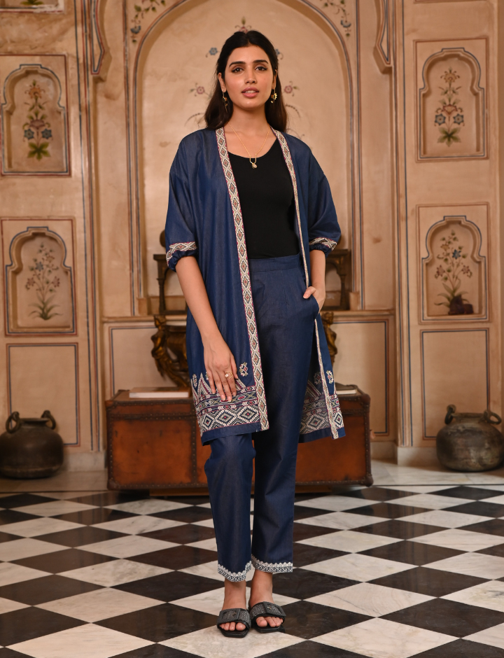 Long Denim Dark Blue Shrug or Jacket