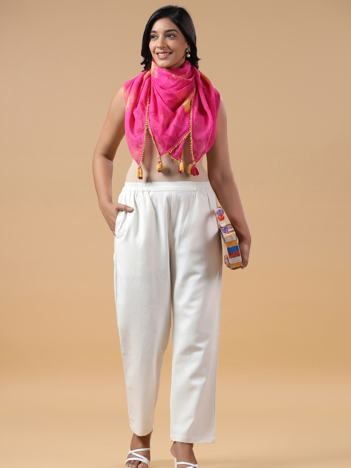 Multicolor Cotton Hand Tie & Dye Detailed Scarf