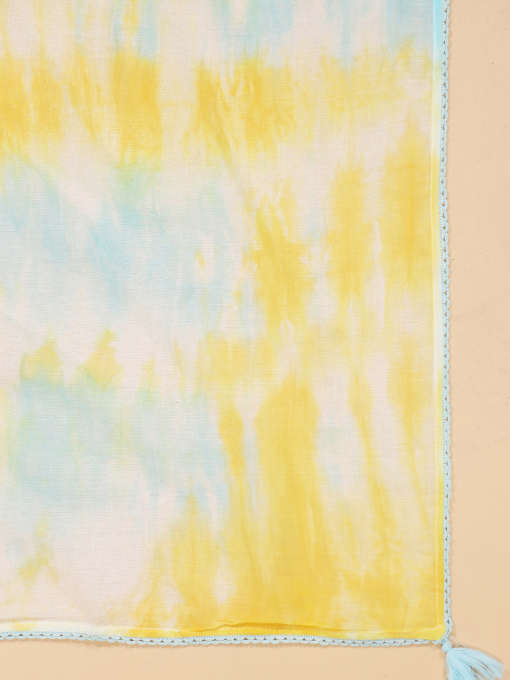 Multicolor Cotton Hand Tie & Dye Detailed Scarf