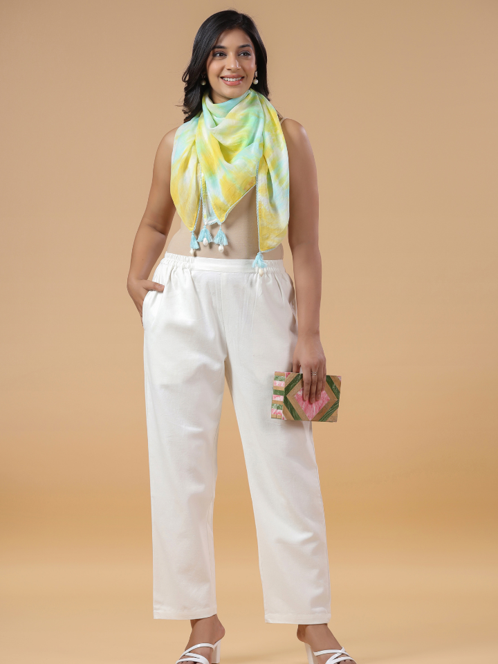 Multicolor Cotton Hand Tie & Dye Detailed Scarf