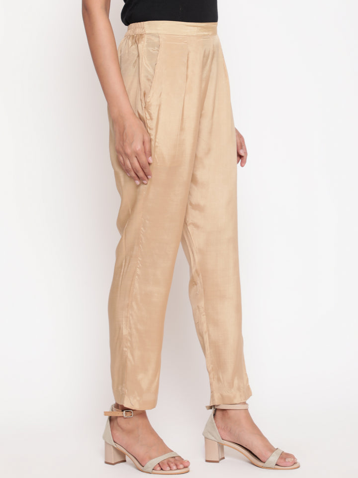 Gold Solid Straight Fit Shantoon Pant