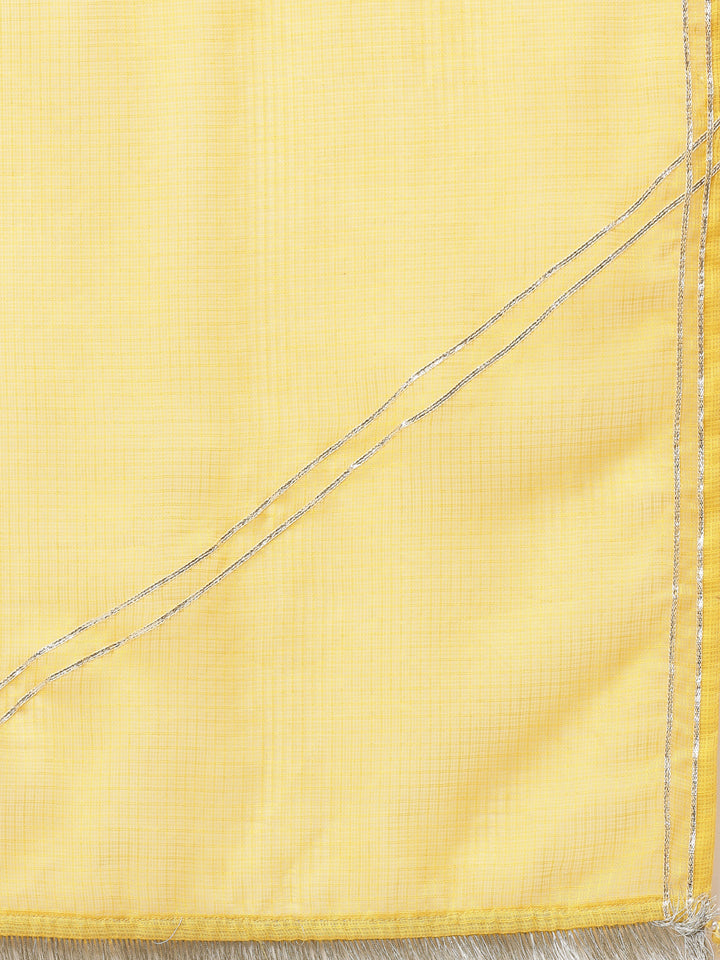 Yellow Embroidered Kurta Pant Set With Dupatta