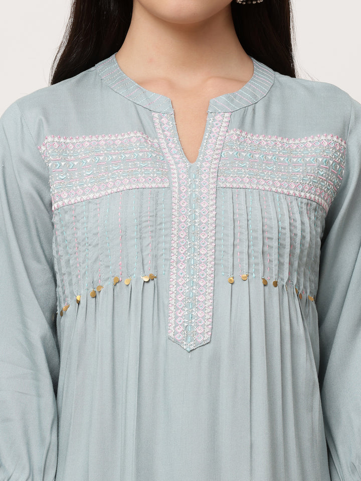 Light Grey Embroidered Kurta Salwar  Suit