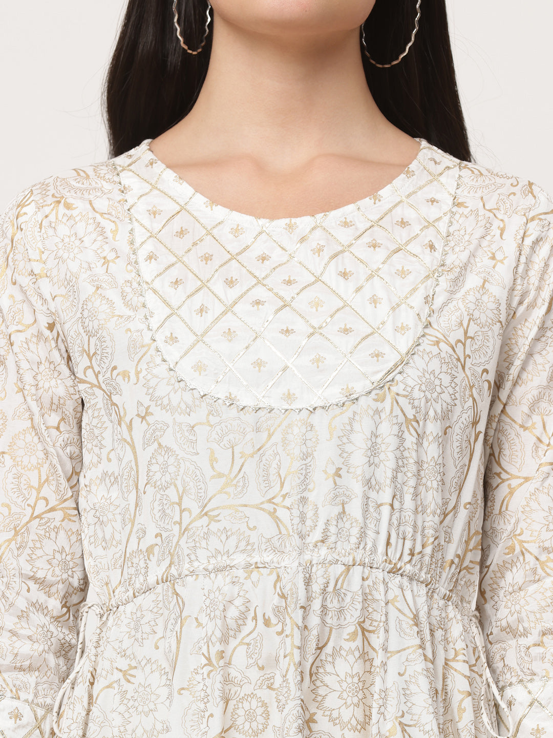 Off White Printed Designer Anarkali Kurta Dress