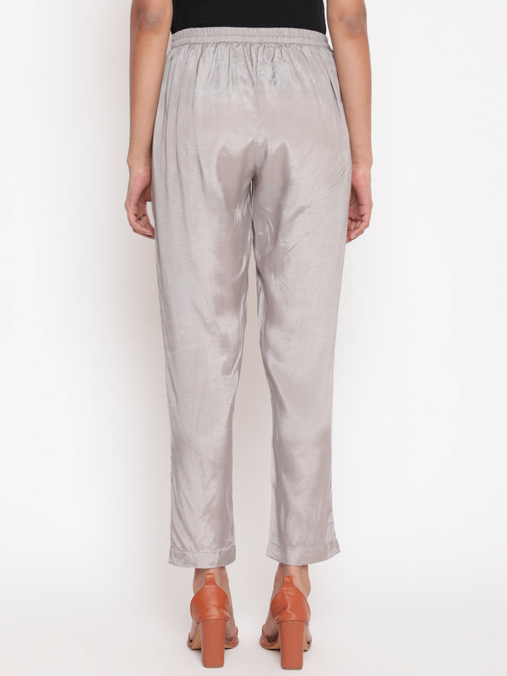 Silver Solid Straight Fit Shantoon Pant