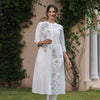White Cotton Printed A Line Kurta