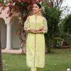 Yellow Cotton Embroidered Designer Kurta Pant Set