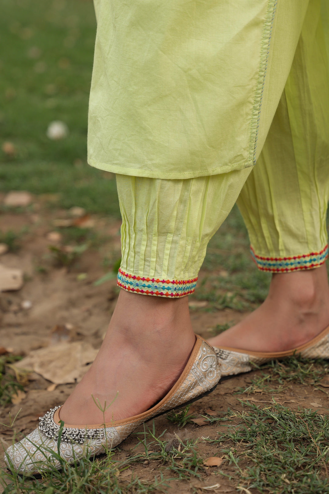 Yellow Cotton Embroidered Designer Kurta Pant Set