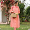 Peach Cotton Embroidered Designer Kurta Pant Set