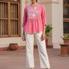 Pink Cotton Dobby Applique Top