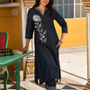 Denim Blue Embroidered Kurta Pant Set