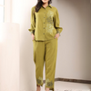 Olive Green Cotton Embroidered Co-Ord Set