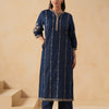 Dark Blue Denim Embroidered Designer Kurta