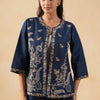 Blue Denim Embroidered Designer Jacket
