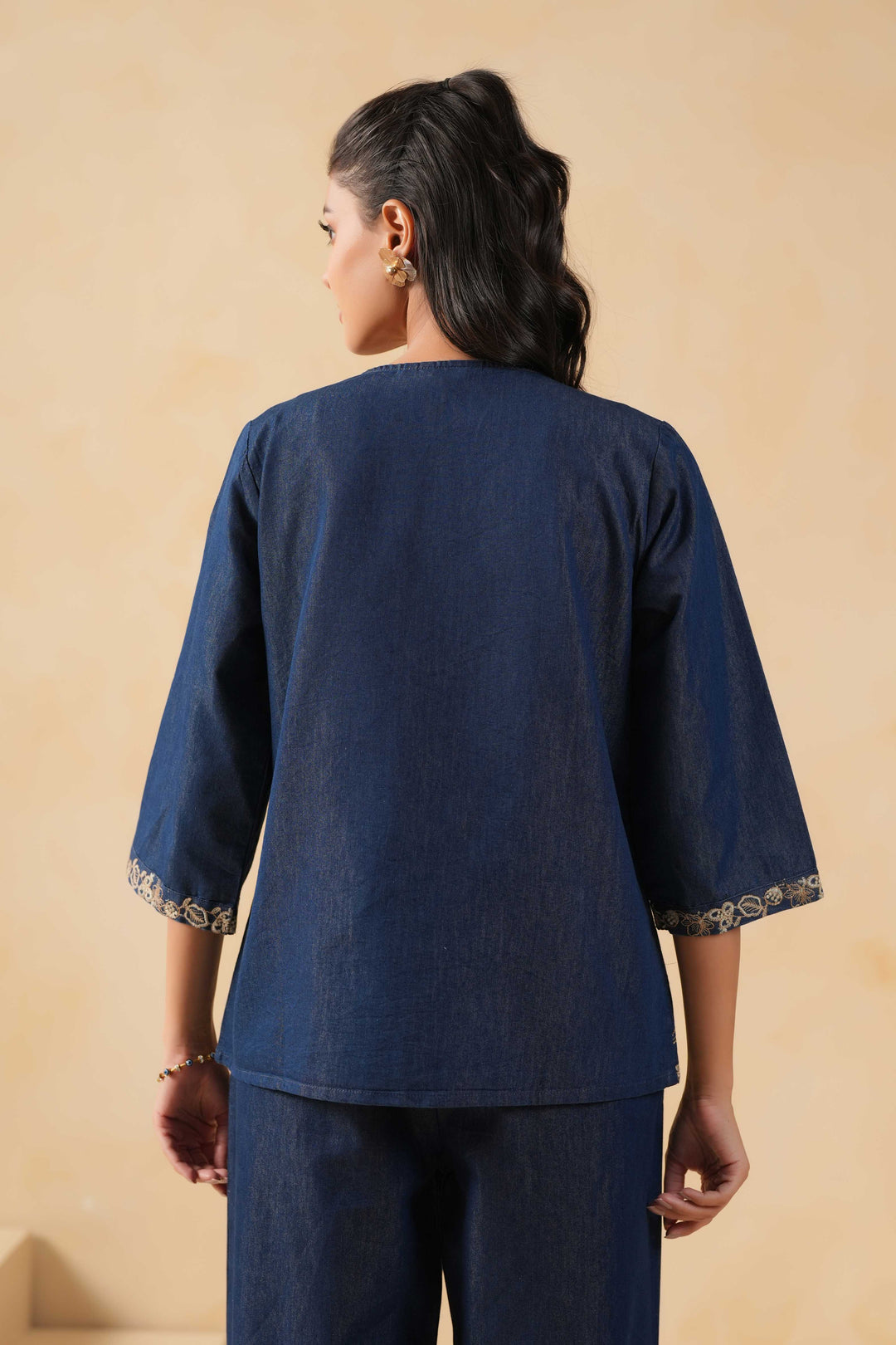 Blue Denim Embroidered Designer Jacket