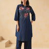 Blue Denim Embroidered Designer Kurta