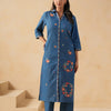 Blue Denim Embroidered Desinger Kurta Pant Set