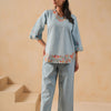 Denim Light Blue  Embroidered Co-Ord Set