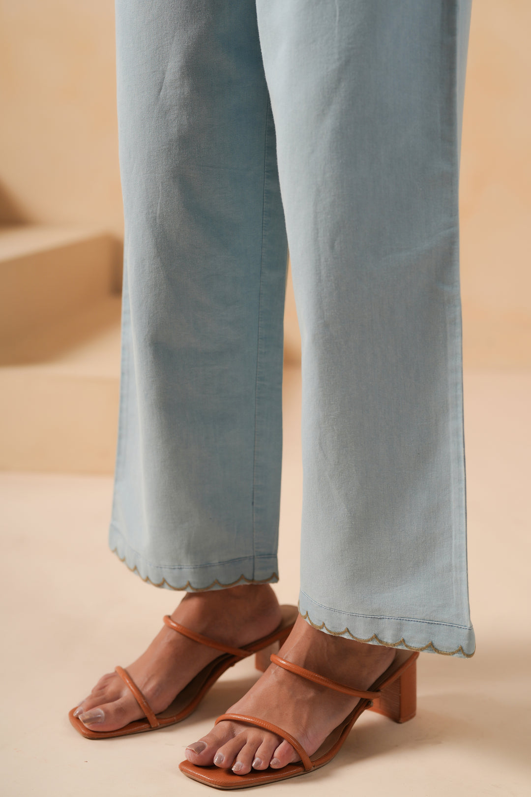 Denim Light Blue  Embroidered Co-Ord Set