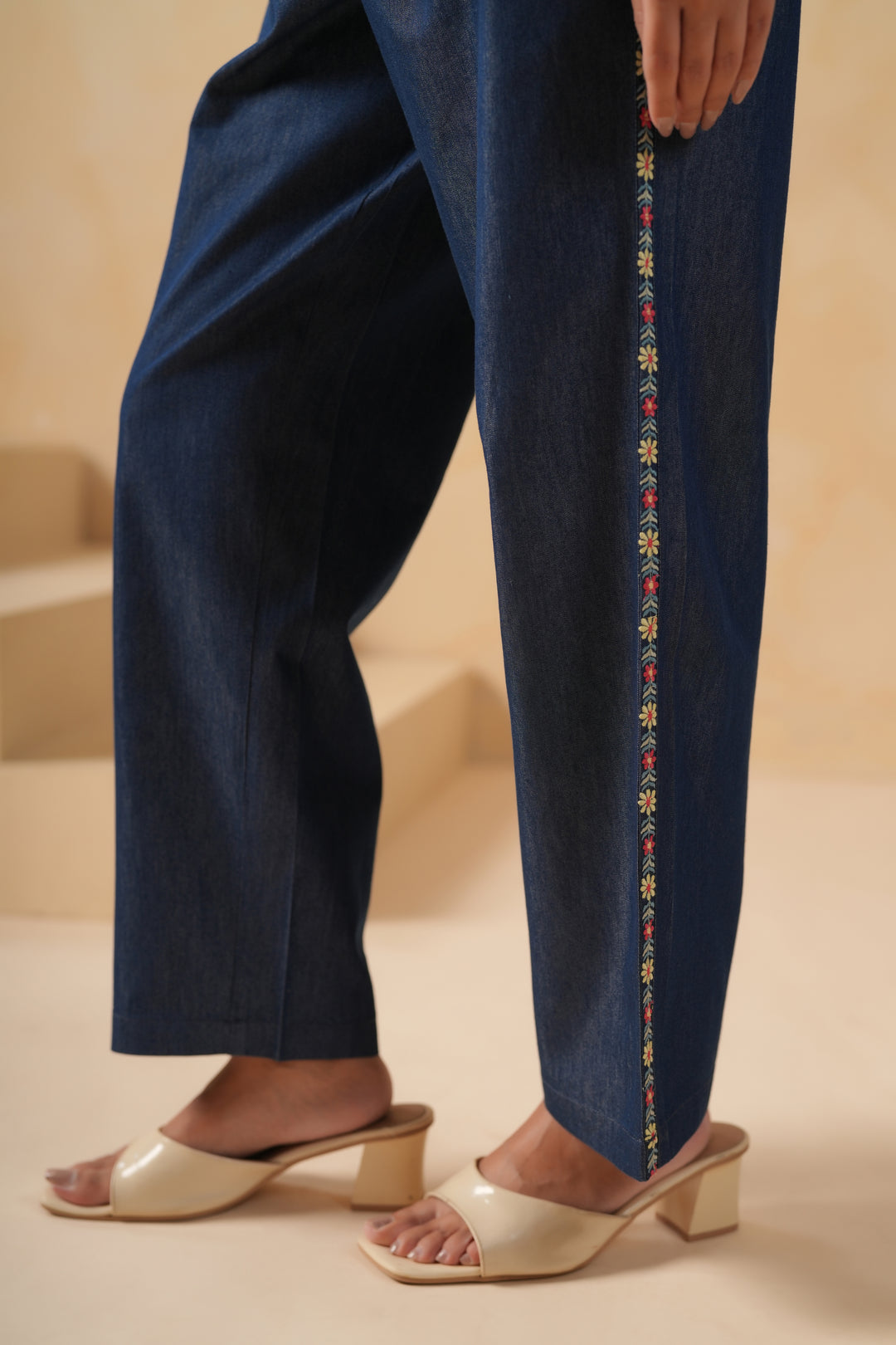 Blue Denim Embroidered Co-ord Set