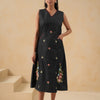 Black Denim Embroidered Designer Dress