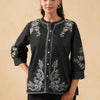 Black Denim Embroidered Designer Top