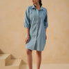 Dark Blue Denim Embroidered Designer Kurta